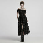 PUNK RAVE Women's Steampunk Irregular Beaded Cross Necklace Amber