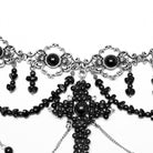 PUNK RAVE Women's Steampunk Irregular Beaded Cross Necklace Black