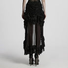 PUNK RAVE Women's Steampunk Lace Hem Drawstring Skirt Black