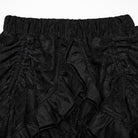 PUNK RAVE Women's Steampunk Lace Hem Drawstring Skirt Black