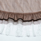 PUNK RAVE Women's Steampunk Lace Hem Drawstring Skirt Coffee