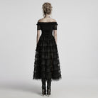 PUNK RAVE Women's Steampunk Off-the-shoulder Layered Gown Dress Black