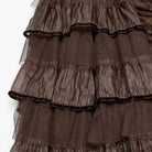 PUNK RAVE Women's Steampunk Off-the-shoulder Layered Gown Dress Coffee