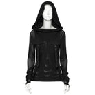 PUNK RAVE Women's Straps Hooded Mesh Tops