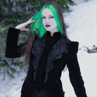 PUNK RAVE Women's Victorian Gothic Stand Collar Floral Woolen Dovetail Coats