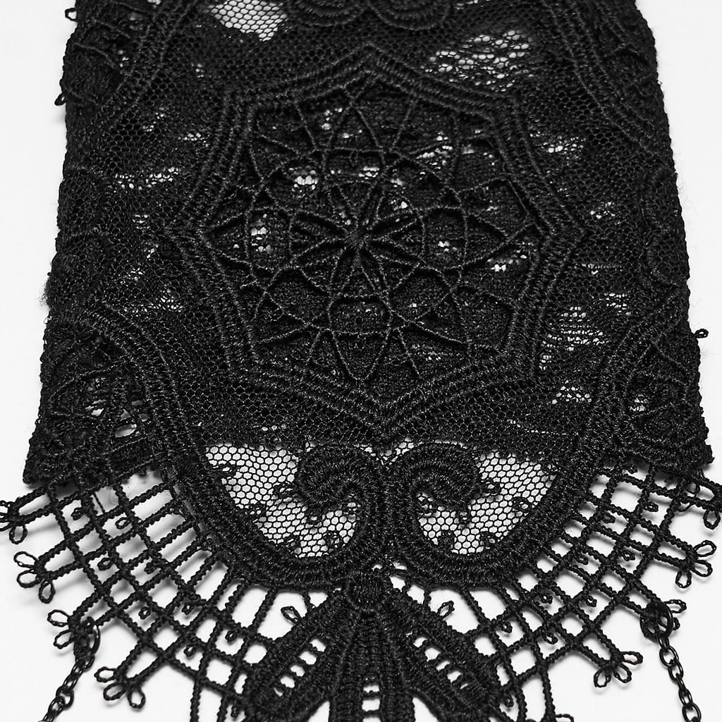 PUNK RAVE Women's Vintage Gothic Cutout Lace Gloves