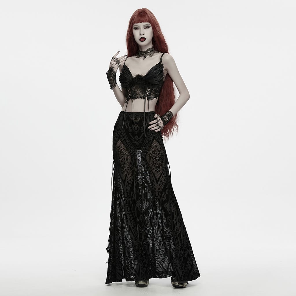 PUNK RAVE Women's Vintage Gothic Cutout Lace Gloves