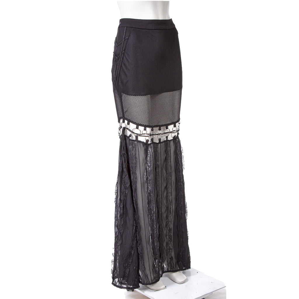 RNG Women's Gothic Cutout Splice Long Skirt