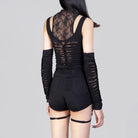 RNG Women's Gothic Floral Embroidered Studded Shorts