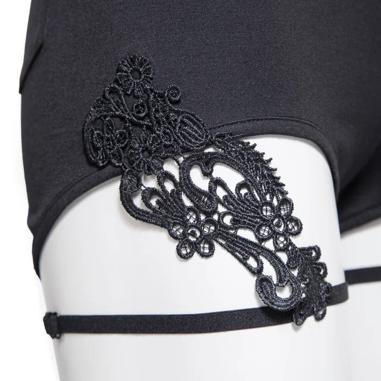 RNG Women's Gothic Floral Embroidered Studded Shorts