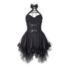RNG Women's Gothic Irregular Ruffled Halterneck Dress