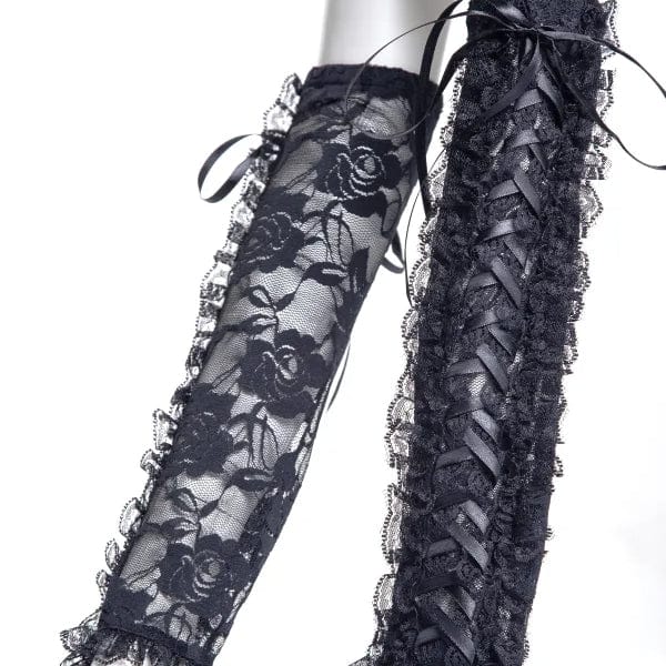 RNG Women's Gothic Lace-up Ruffled Lace Arm Sleeves