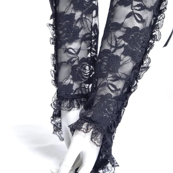 RNG Women's Gothic Lace-up Ruffled Lace Arm Sleeves