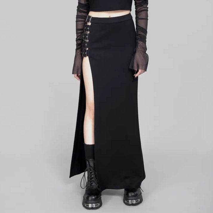 RNG Women's Gothic Multi-buckle Split Skirt
