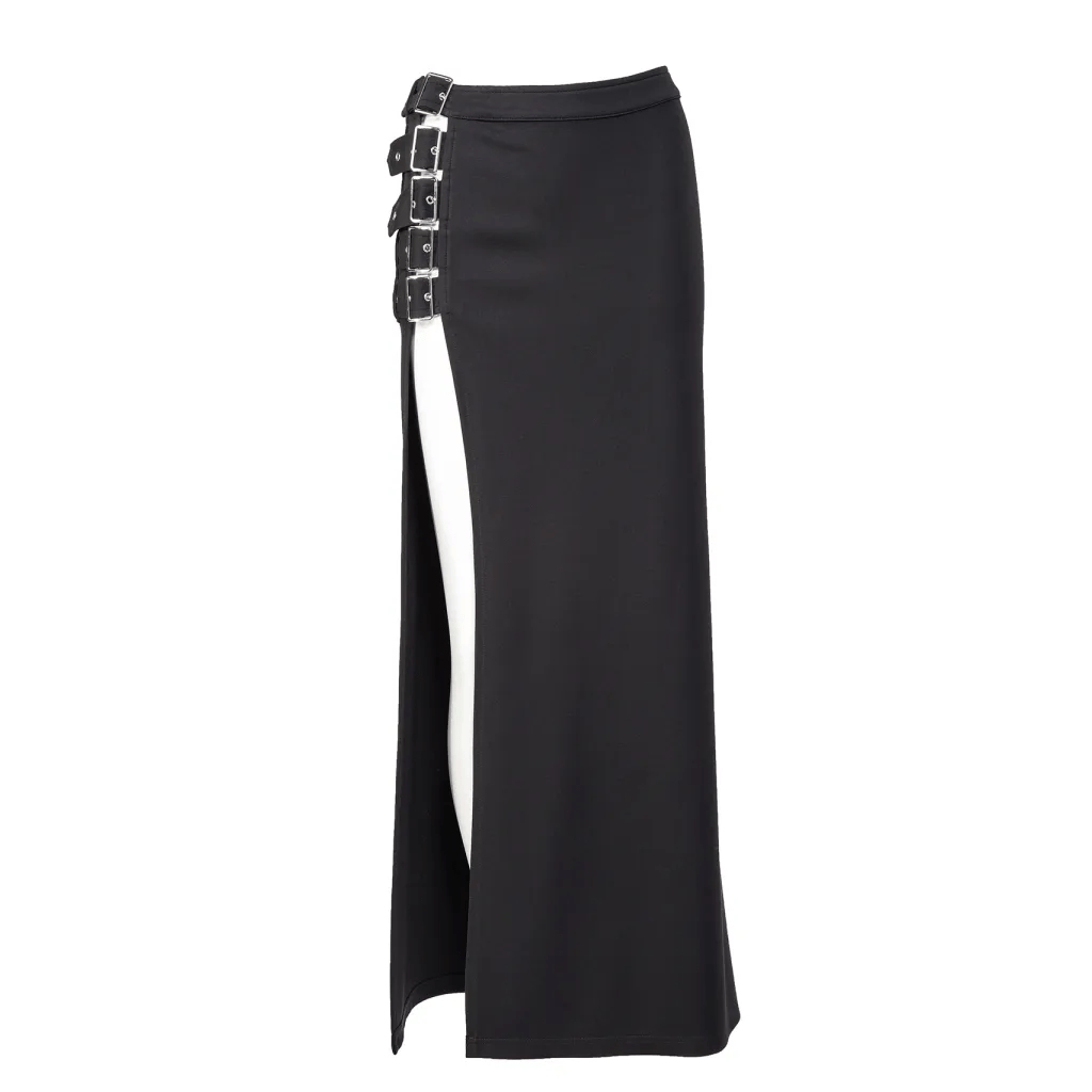 RNG Women's Gothic Multi-buckle Split Skirt