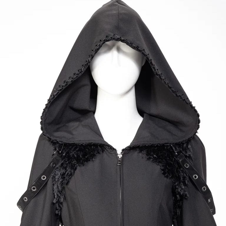 RNG Women's Gothic Plunging Flared Sleeved Split Coat with Hood