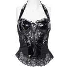 RNG Women's Gothic Plunging Lace Splice Halterneck Vest
