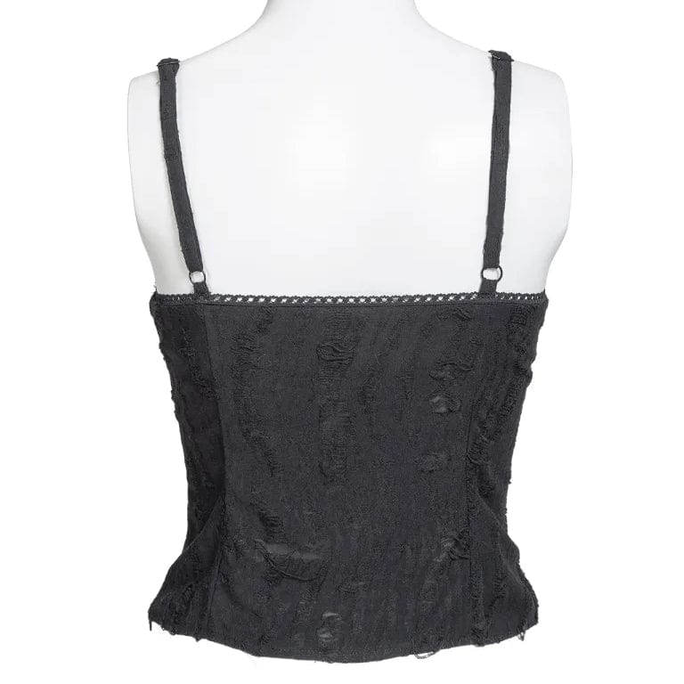 RNG Women's Gothic Ripped Lace-up Tank Top