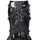 RNG Women's Gothic Ruffled Lace Splice Patent Leather Fishtail Skirt