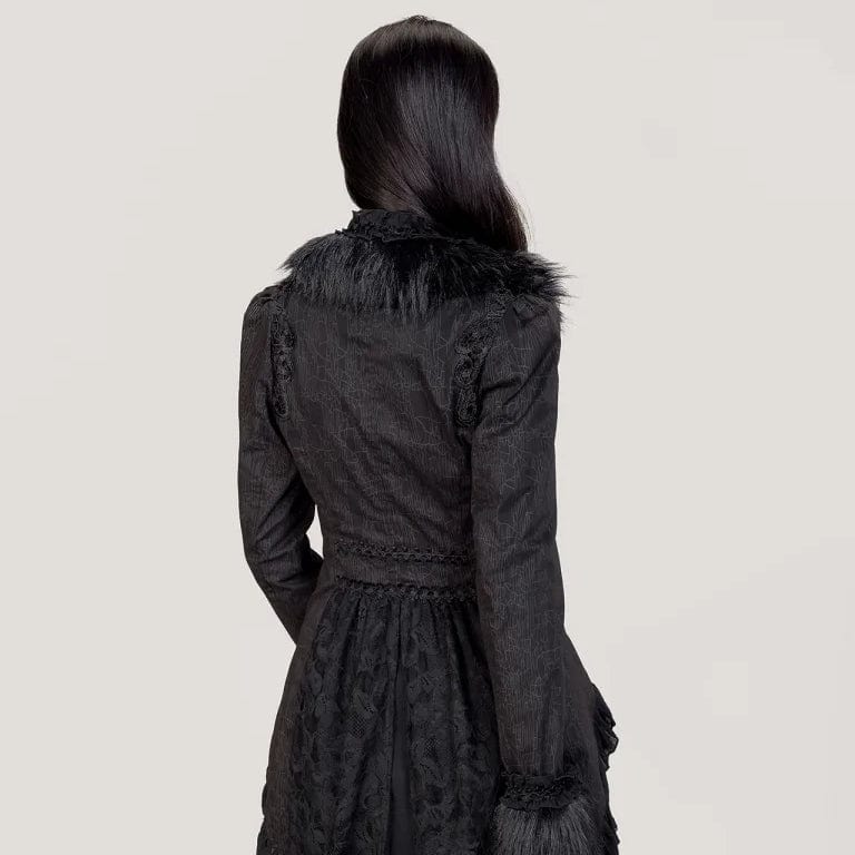 RNG Women's Gothic Ruffled Lace Splice Swallow-tailed Coat
