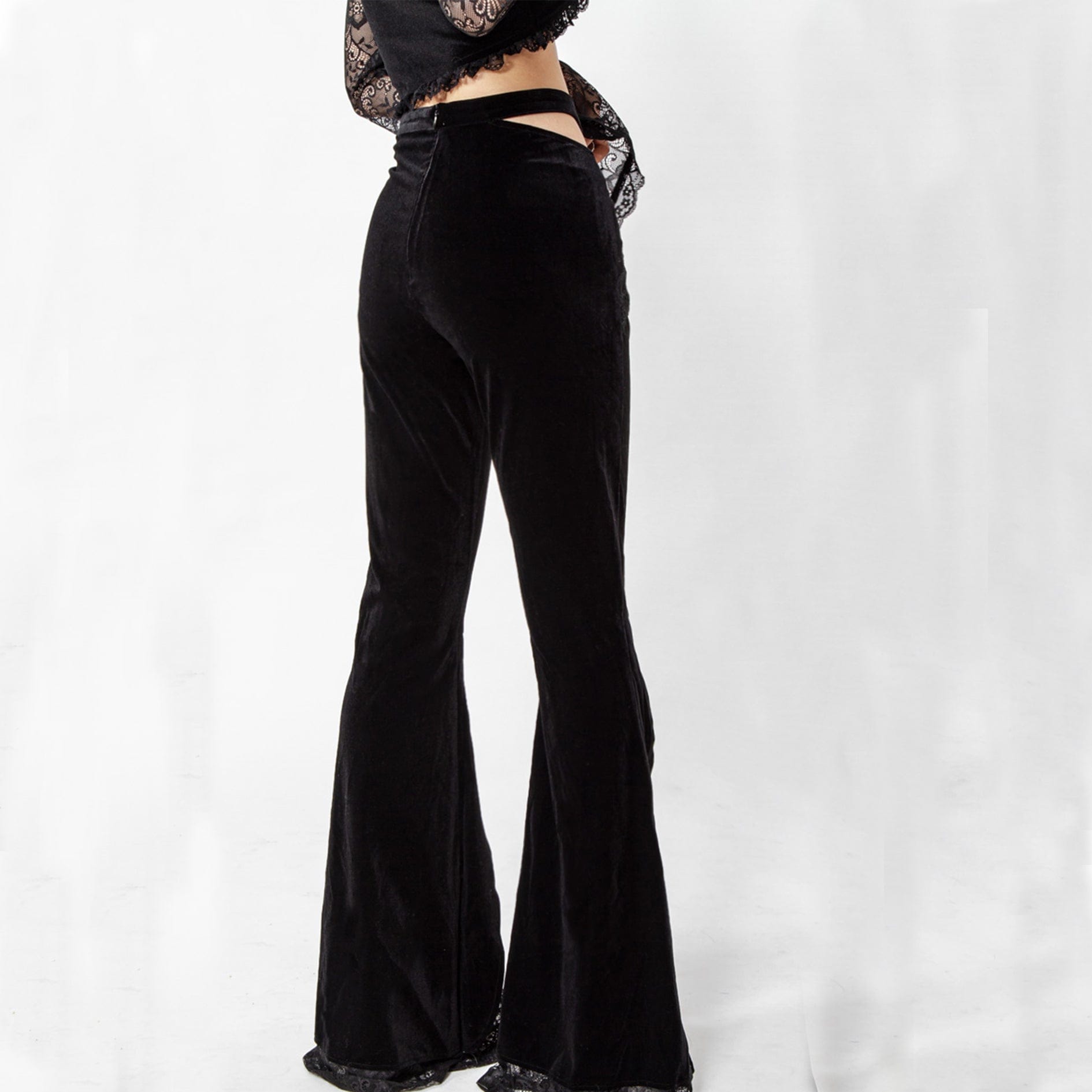 RNG Women's Gothic Splice Slit Lace Pants