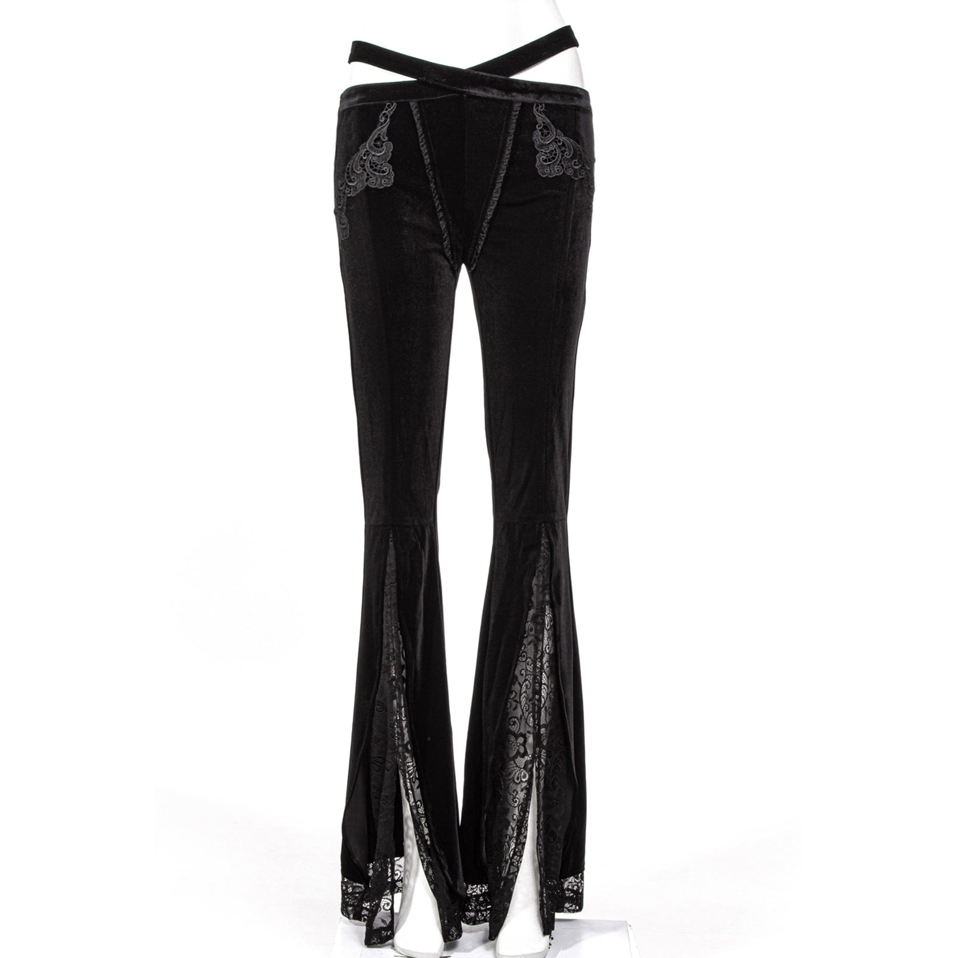 RNG Women's Gothic Splice Slit Lace Pants