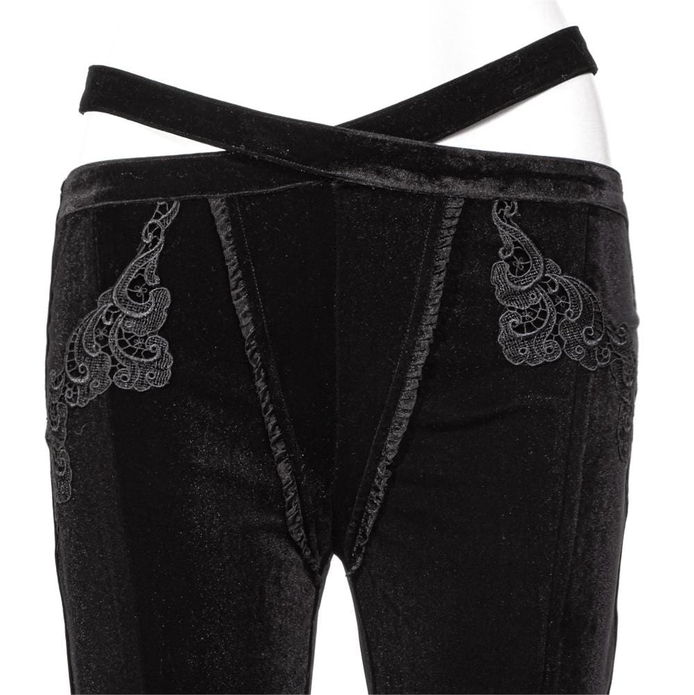 RNG Women's Gothic Splice Slit Lace Pants