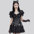 RNG Women's Gothic Stand Collar Studded Faux Leather Cape