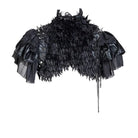 RNG Women's Gothic Stand Collar Studded Faux Leather Cape