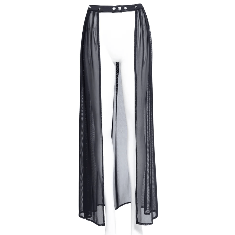 RNG Women's Gothic Studded Ruffled Mesh Overskirt
