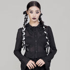 RNG Women's Gothic Turn-down Collar Lace Splice Shirt