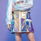 RNG Women's Grunge Contrast  Color Plaid Short Skirt