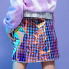 RNG Women's Grunge Contrast  Color Plaid Short Skirt