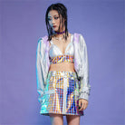 RNG Women's Grunge Contrast  Color Plaid Short Skirt