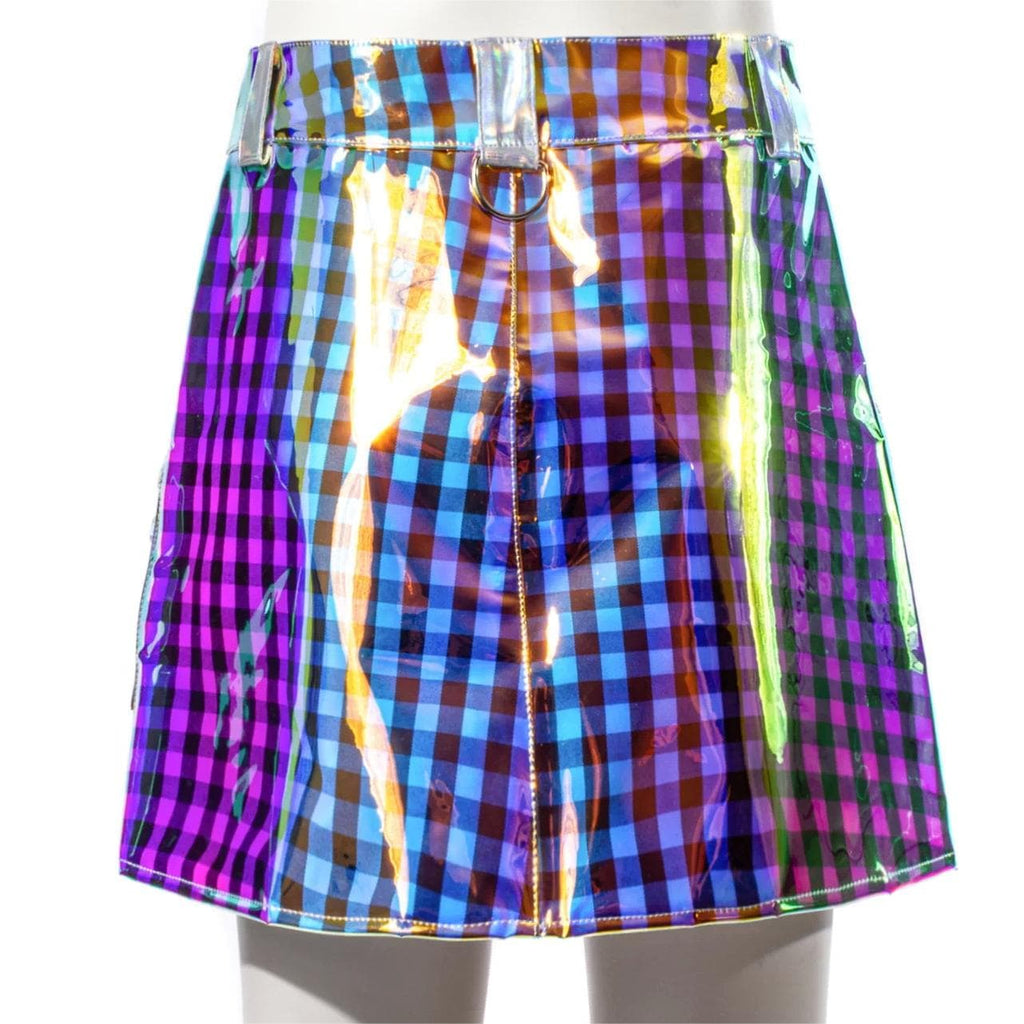 RNG Women's Grunge Contrast  Color Plaid Short Skirt