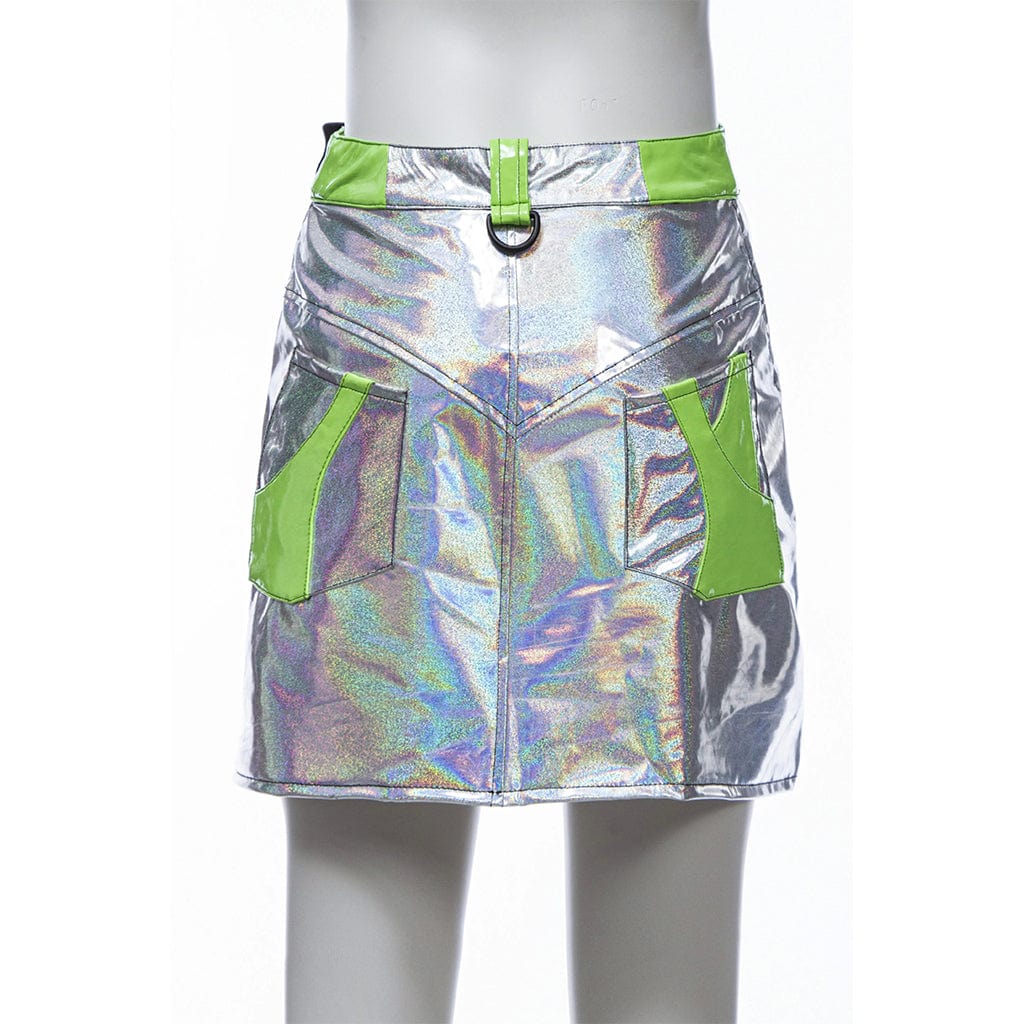 RNG Women's Grunge Luminous Front-zip Short Skirt