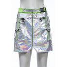 RNG Women's Grunge Luminous Front-zip Short Skirt