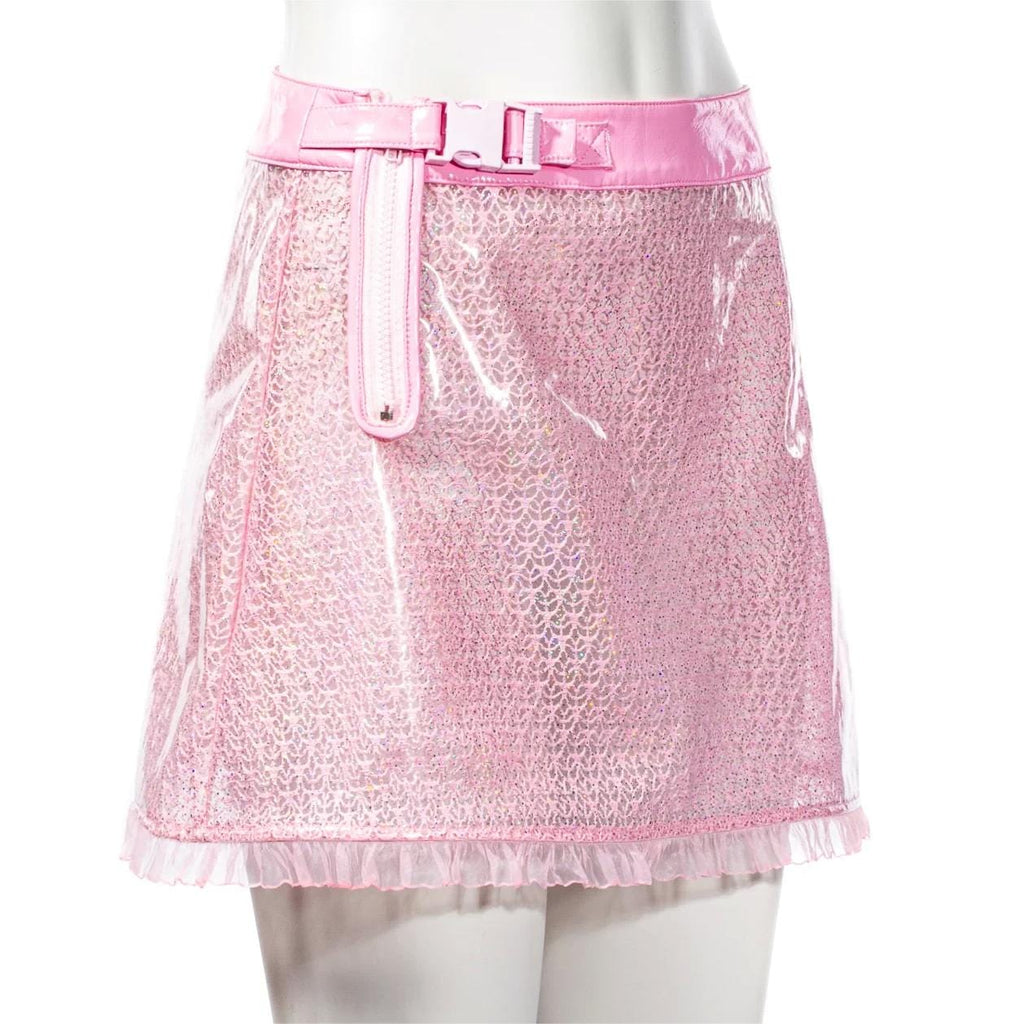 RNG Women's Grunge Sheer  Lace-trimmed Short Skirt