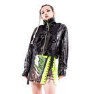 RNG Women's Grunge Snakeskin Printed Splice Faux Leather Skirt