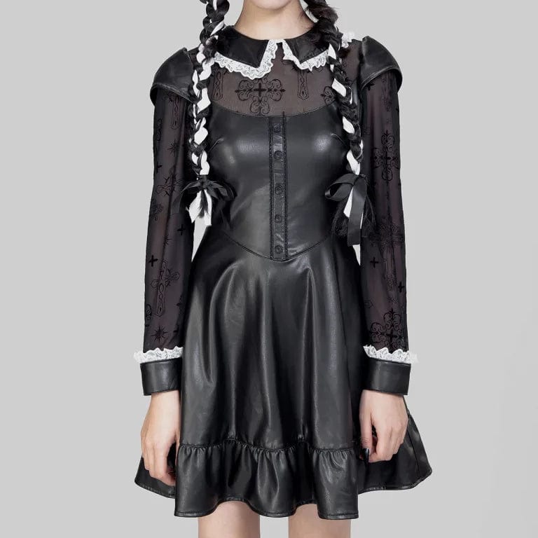 RNG Women's Lolita Doll Collar Flared Sleeved Dress