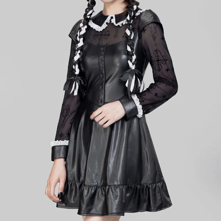 RNG Women's Lolita Doll Collar Flared Sleeved Dress