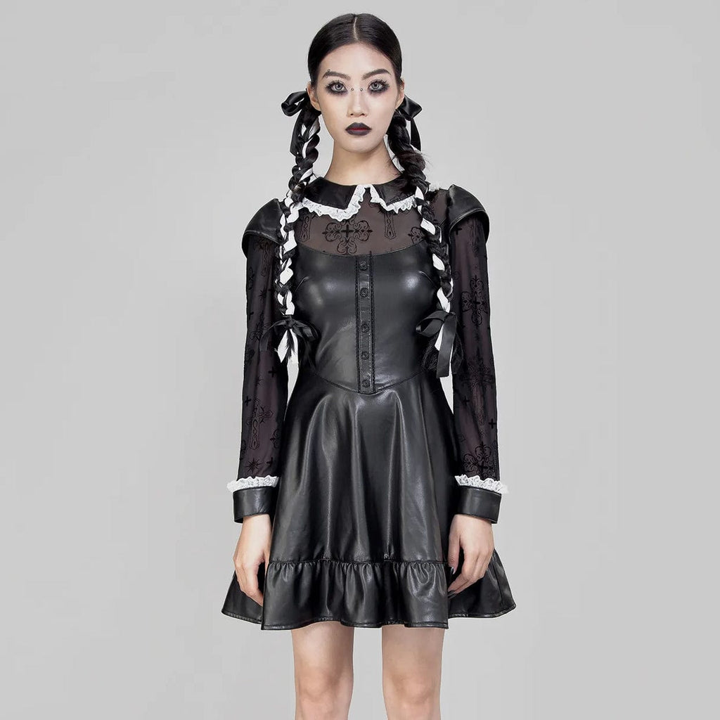 RNG Women's Lolita Doll Collar Flared Sleeved Dress