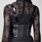 RNG Women's Punk Buckles Mesh Underbust Corset Black