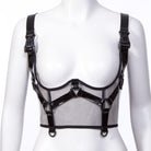 RNG Women's Punk Buckles Mesh Underbust Corset Black