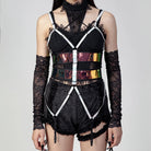 RNG Women's Punk Colorful Straps Mesh Body Harness