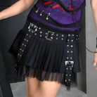 RNG Women's Punk Eyelet Buckled Pleated Skirt