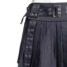 RNG Women's Punk Eyelet Buckled Pleated Skirt