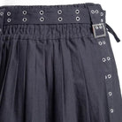 RNG Women's Punk Eyelet Buckled Pleated Skirt