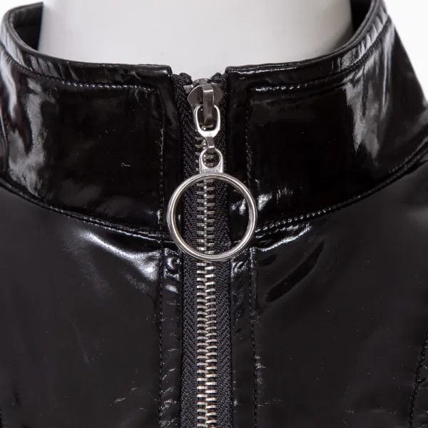 RNG Women's Punk Off Shoulder Zipper Patent Leather Cape
