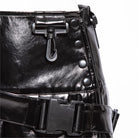 RNG Damen Punk Plissee Kurzrock aus Kunstleder